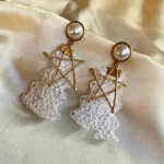 pearl star lace earrings imported earrings