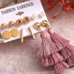 earrings pearl heart studs hoops set