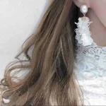 pearl star lace earrings imported earrings