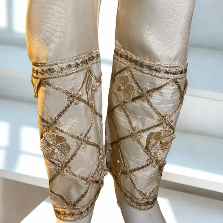 Fancy Trouser023107 - 14 Dazzling Gold Embellished Trouser Trouser Maysuri Maysoori Bottoms Shalwar Dupatta Hijab Style clothifydotpk.com