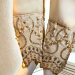 Dazzling Gold Embellished Trouser Trouser Maysuri Maysoori Bottoms Shalwar Dupatta Hijab Style clothifydotpk.com
