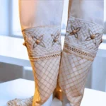 Dazzling Gold Embellished Trouser Trouser Maysuri Maysoori Bottoms Shalwar Dupatta Hijab Style clothifydotpk.com