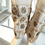 Dazzling Gold Embellished Trouser Trouser Maysuri Maysoori Bottoms Shalwar Dupatta Hijab Style clothifydotpk.com