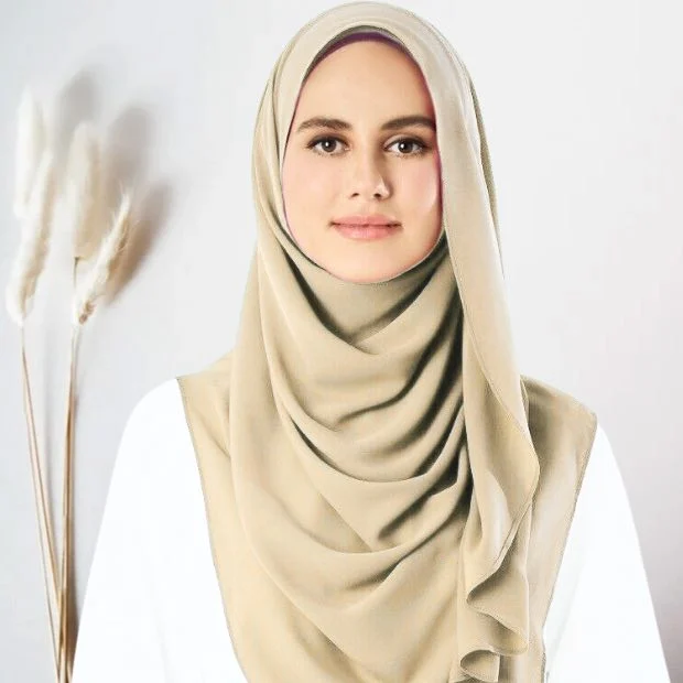 Almond Beige Instant double loop hijab Ready to wear hijab Chiffon Georgette Hijab Clothifydotpk