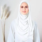 White Instant double loop hijab Ready to wear hijab Chiffon Georgette Hijab Clothifydotpk