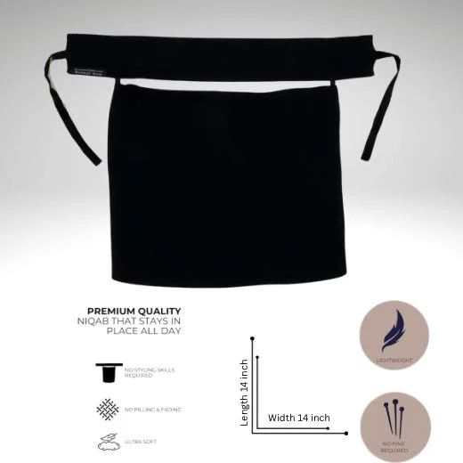 A luxury Imported Saudi niqab laid flat, displaying its elegant shape, color, and fine stitching. Clothifydotpk