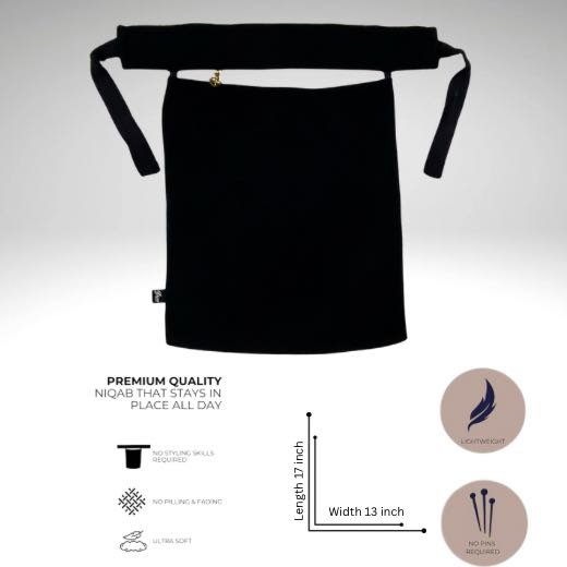 Imp_Saudi_Niqab1 - 24 A luxury Imported Saudi niqab laid flat, displaying its elegant shape, color, and fine stitching. Clothifydotpk