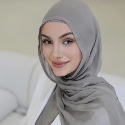 A woman comfortably wearing a modal hijab, highlighting the fabric's fluid drape. Clothifydotpk