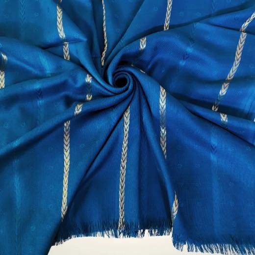 Self_FD_Hijab_8291 - 12 Detail shot of a self zari hijab, showing how the metallic zari threads are woven directly into the fabric to create a shimmering, textured pattern without heavy embroidery. Clothifydotpk