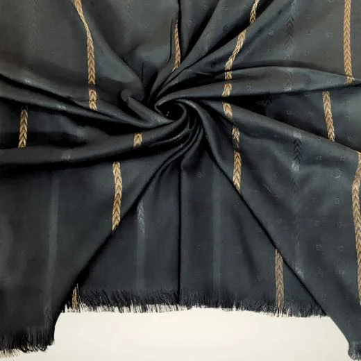 Detail shot of a self zari hijab, showing how the metallic zari threads are woven directly into the fabric to create a shimmering, textured pattern without heavy embroidery. Clothifydotpk