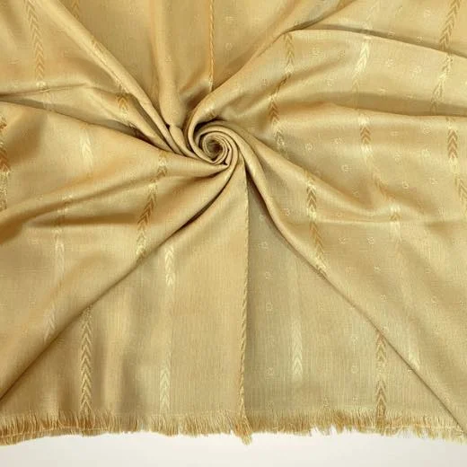 Detail shot of a self zari hijab, showing how the metallic zari threads are woven directly into the fabric to create a shimmering, textured pattern without heavy embroidery. Clothifydotpk