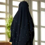 A women wearing Fancy Khimar with Pearls. By Clothifydotpk