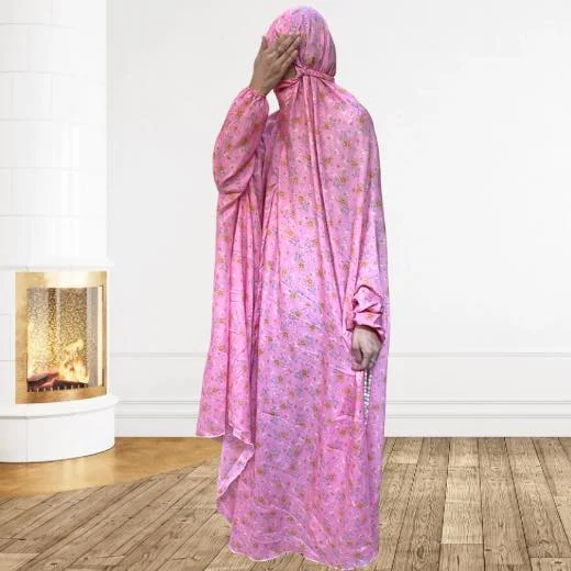 NamazChadar_3Dec25_1 - 9 A woman using a breathable soft swiss lawn Namaz Chadar with pocket, performing salah By Clothifydotpk