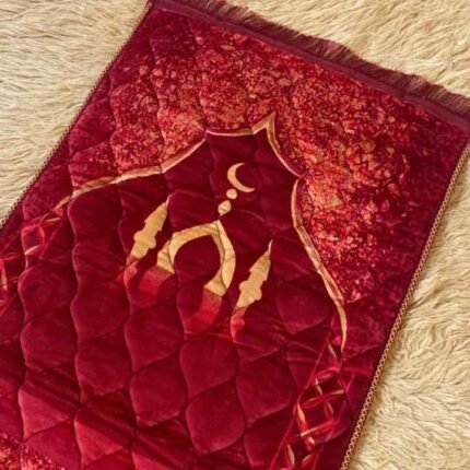 A premium prayer mat with a thick, quilted design for comfort and a non-slip base