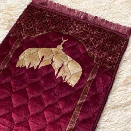 A beautifully patterned premium quilted padded prayer mat laid out flat By Clothifydotpk