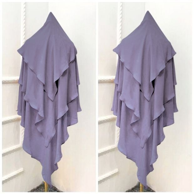 3 Layer Khimar29_128 A flowing 3 layer khimar Hijab, made of three separate layers of chiffon. By Clothifydotpk