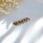 Close-up photo of a brooch with rhinestones.