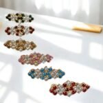 Close-up photo of a brooches with rhinestones.