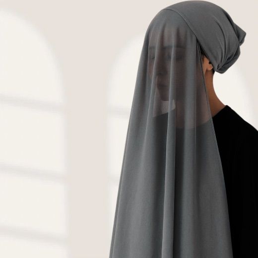 Instant_Hijab-0101 - 1 Charcoal Gray Instant chiffon hijab Ready to wear hijab Chiffon Hijab Clothifydotpk