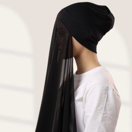 Midnight Black Instant chiffon hijab Ready to wear hijab Chiffon Hijab Clothifydotpk