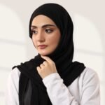Midnight Black Instant chiffon hijab Ready to wear hijab Chiffon Hijab Clothifydotpk