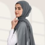 Charcoal Gray Instant chiffon hijab Ready to wear hijab Chiffon Hijab Clothifydotpk
