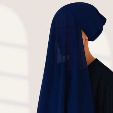 Navy Blue Instant chiffon hijab Ready to wear hijab Chiffon Hijab Clothifydotpk