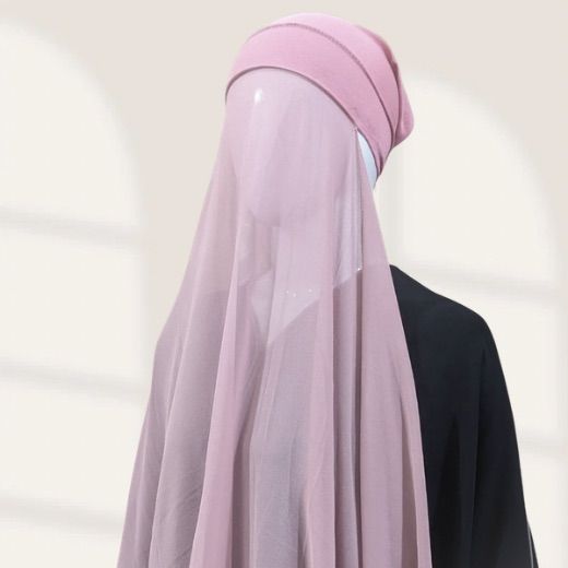 Instant_Hijab-010123 Powder pink Instant chiffon hijab Ready to wear hijab Chiffon Hijab Clothifydotpk