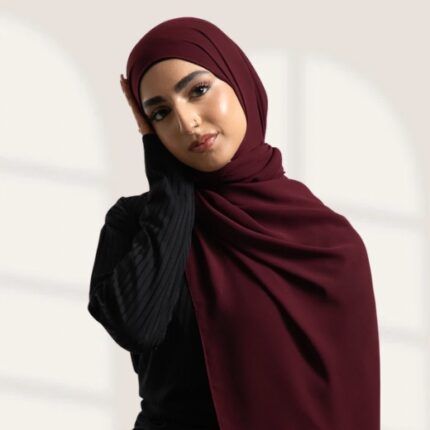 Maroon Instant chiffon hijab Ready to wear hijab Chiffon Hijab Clothifydotpk
