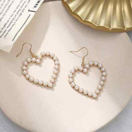 Pearl Heart Drop Earrings