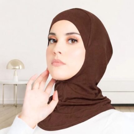 A stretchable, close-fitting hijab undercap designed in a ninja style, covering the head and neck, typically made of breathable fabric like cotton jersey.