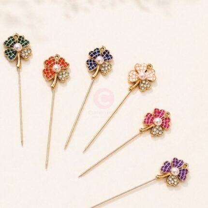 A close-up of a Premium metal brooch pin. By Clothifydotpk
