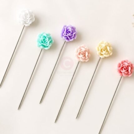 A close-up of a rose floral Hijab Pin. Clothifydotpk