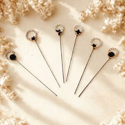 A close-up of a Rhine luxe Hijab Pin. Clothifydotpk