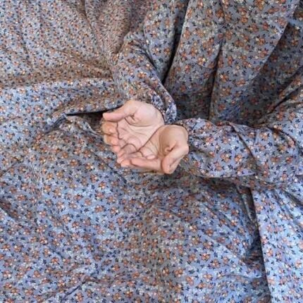 Woman Performing Salah in a Breathable Soft Swiss Lawn full length Namaz Chadar with Pocket By Clothifydotpk