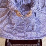 Woman Performing Salah in a Breathable Soft Swiss Lawn full length Namaz Chadar with Pocket By Clothifydotpk
