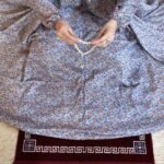 Woman Performing Salah in a Breathable Soft Swiss Lawn full length Namaz Chadar with Pocket By Clothifydotpk