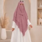 A women wearing flowing khimar three layer Hijab, made of three separate layers of chiffon - Buy Khimar Online Pakistan - By Clothifydotpk