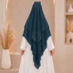 A women wearing flowing khimar three layer Hijab, made of three separate layers of chiffon - Buy Khimar Online Pakistan - By Clothifydotpk