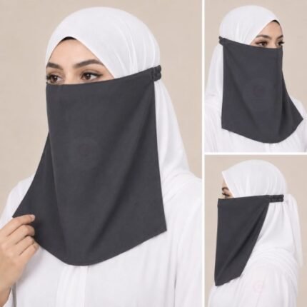 Women Wearing Premium Elastic Half Niqab - designed with the highest quality, double layered fabric that is comfortable & breathable for modest women. BY CLOTHIFYDOTPK