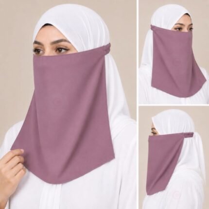 Women Wearing Premium Elastic Half Niqab - designed with the highest quality, double layered fabric that is comfortable & breathable for modest women. BY CLOTHIFYDOTPK