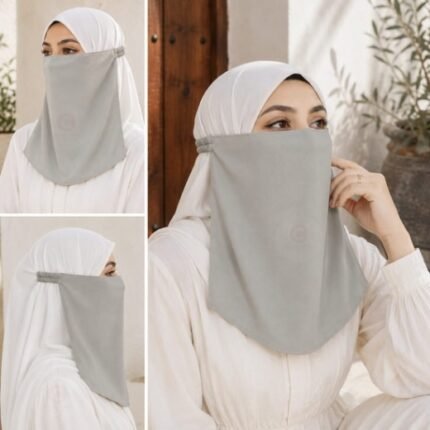 Women Wearing Premium Elastic Half Niqab - designed with the highest quality, double layered fabric that is comfortable & breathable for modest women. BY CLOTHIFYDOTPK