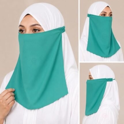 Women Wearing Premium Elastic Half Niqab - designed with the highest quality, double layered fabric that is comfortable & breathable for modest women. BY CLOTHIFYDOTPK