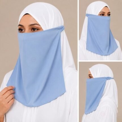 Women Wearing Premium Elastic Half Niqab - designed with the highest quality, double layered fabric that is comfortable & breathable for modest women. BY CLOTHIFYDOTPK