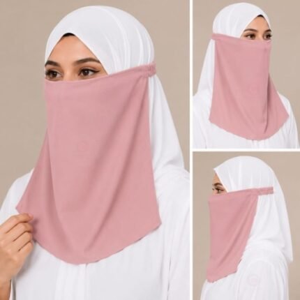 Women Wearing Premium Elastic Half Niqab - designed with the highest quality, double layered fabric that is comfortable & breathable for modest women. BY CLOTHIFYDOTPK