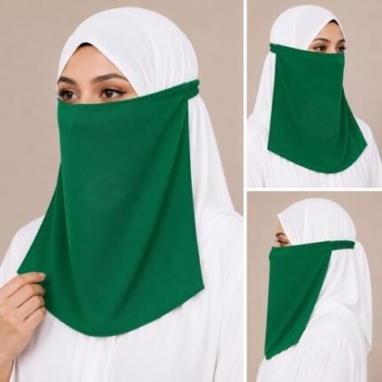 Women Wearing Premium Elastic Half Niqab - designed with the highest quality, double layered fabric that is comfortable & breathable for modest women. BY CLOTHIFYDOTPK