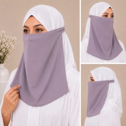 Women Wearing Premium Elastic Half Niqab - designed with the highest quality, double layered fabric that is comfortable & breathable for modest women. BY CLOTHIFYDOTPK