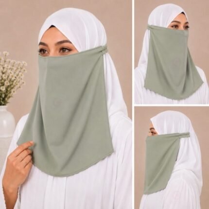 Women Wearing Premium Elastic Half Niqab - designed with the highest quality, double layered fabric that is comfortable & breathable for modest women. BY CLOTHIFYDOTPK