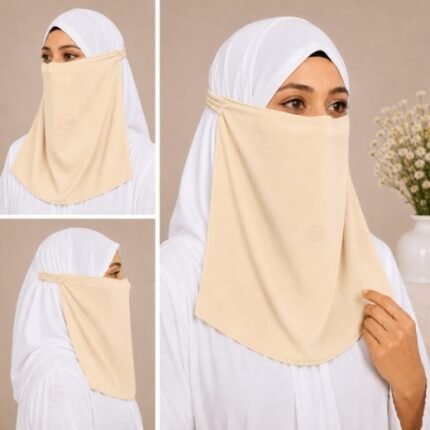 Women Wearing Premium Elastic Half Niqab - designed with the highest quality, double layered fabric that is comfortable & breathable for modest women. BY CLOTHIFYDOTPK