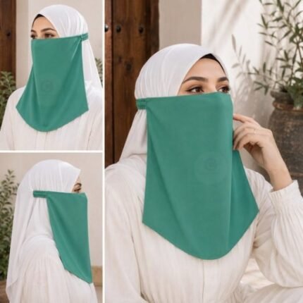 Women Wearing Premium Elastic Half Niqab - designed with the highest quality, double layered fabric that is comfortable & breathable for modest women. BY CLOTHIFYDOTPK